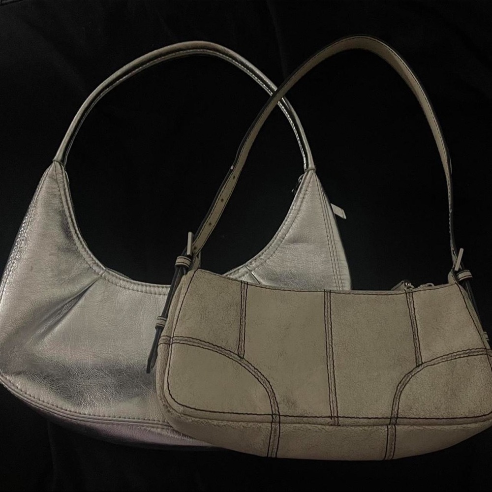 Elegant Silver and Tan Women's Handbag Set